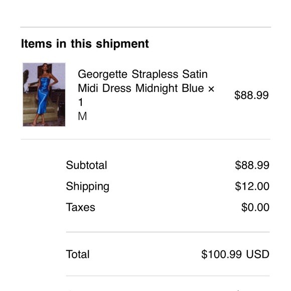 Selfie Leslie GEORGETTE STRAPLESS SATIN MIDI DRESS MIDNIGHT BLUE - Picture 2 of 6